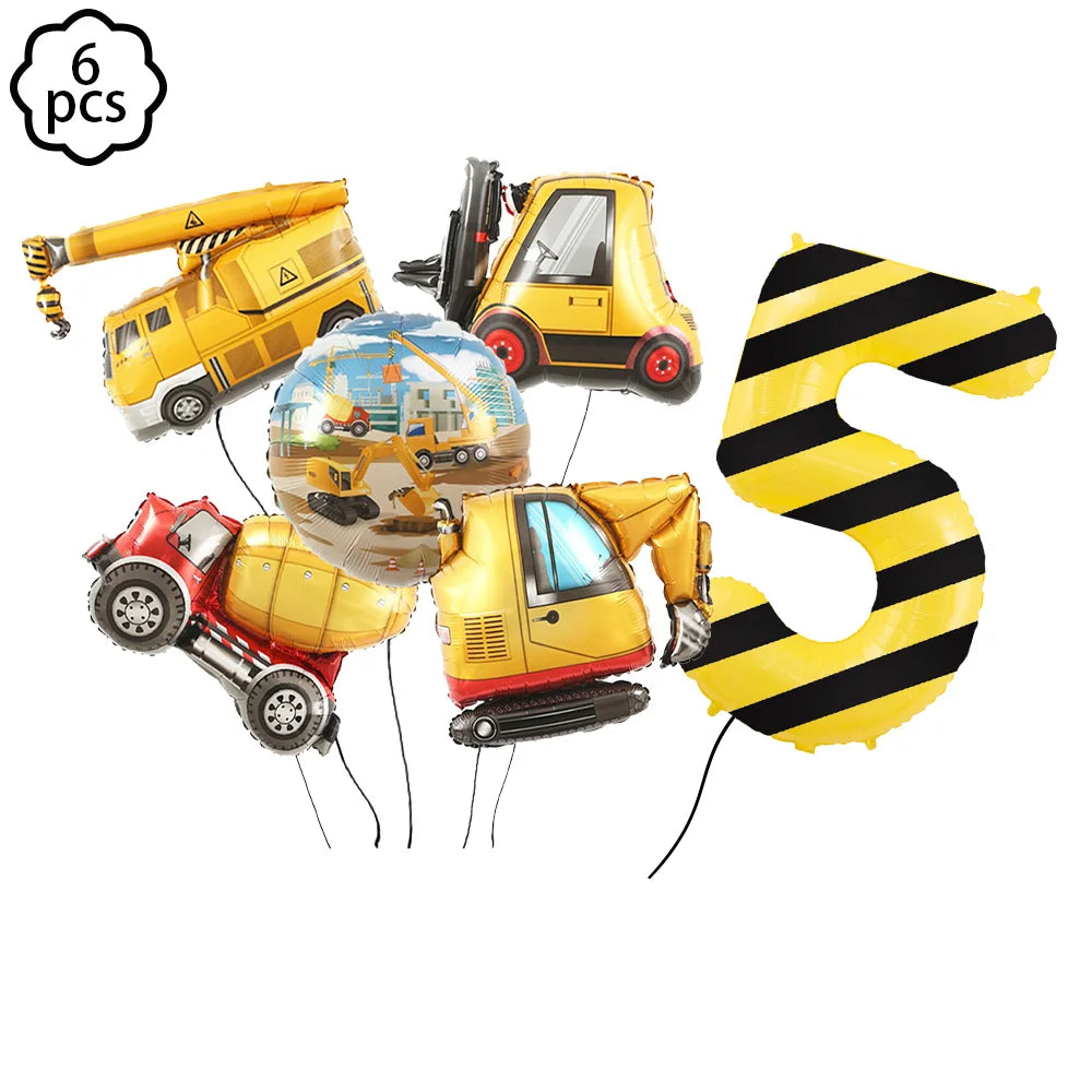 construction Party Banner Hanging swirls decor construction truck Excavator themed Banner boy construction Birthday decor Banner