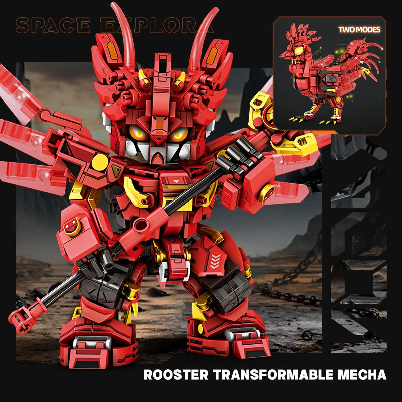 2in1 Transformable Robot Building Blocks Superhero Mecha Warrior Animal Building Blocks DIY Assembly Toy Childrens Holiday Gift
