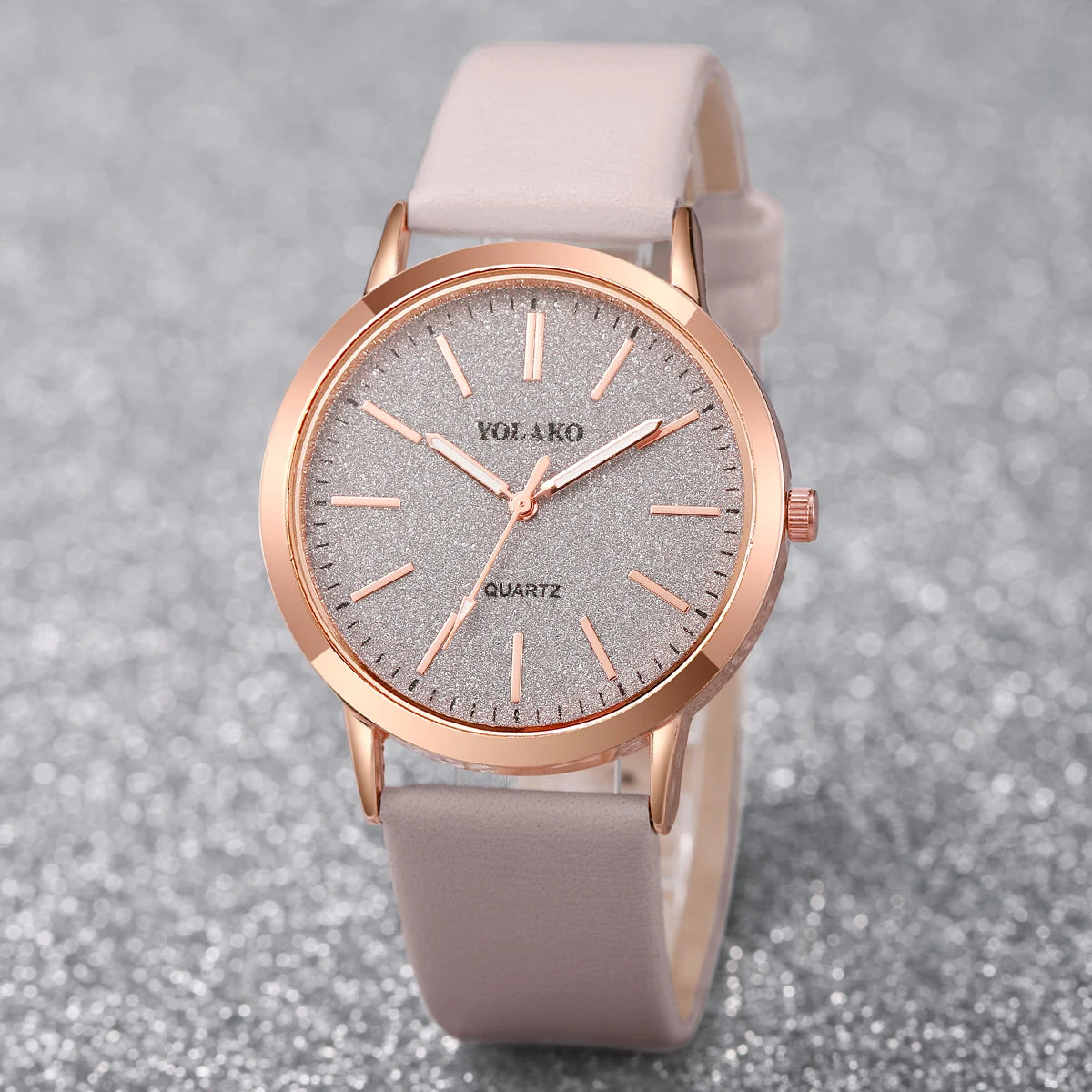 2PCS/Set Fashion Women Quartz Watch Casual Leather Strap Ladies Wrist Watches Heart Bracelet Set Reloj Mujer (Without Box)