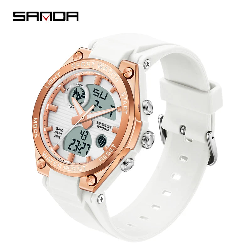 SANDA Girl Electronic Top Brand G Style LED Digital Watch Women Sport Chronograph Lady Quartz Wristwatch 50m Waterproof Female