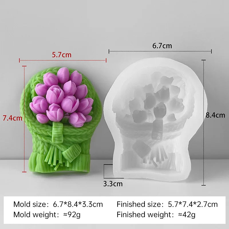 Aroma Candle Plaster Car Diffuser Stone Molds Handmade Candy Chocolate Making Mould DIY Tulip Love Flowers Silicone Mold