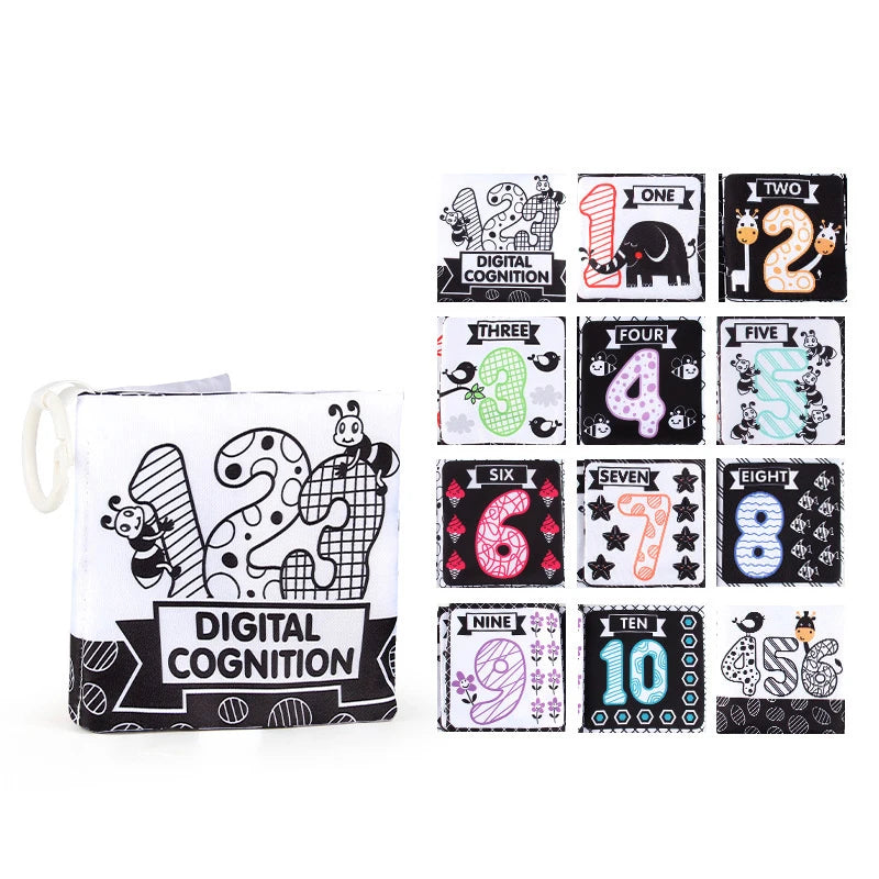 Soft Baby Clothes Book Sensory Toy Black and White High Contrast Visual Stimulation Book Toddler Early Learning Educational Book
