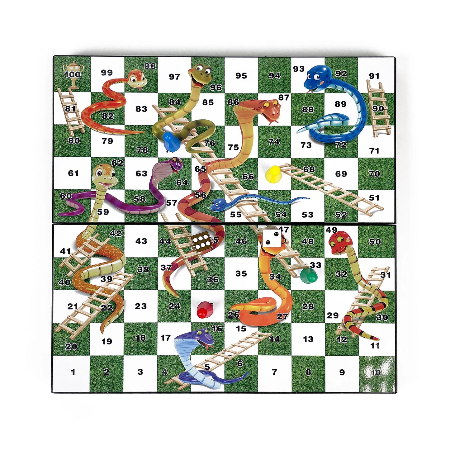 24cm x 24cm Foldable Magnetic Snakes and Ladders Board Game Portable Plastic Tabletop Travel Outdoor Game Set