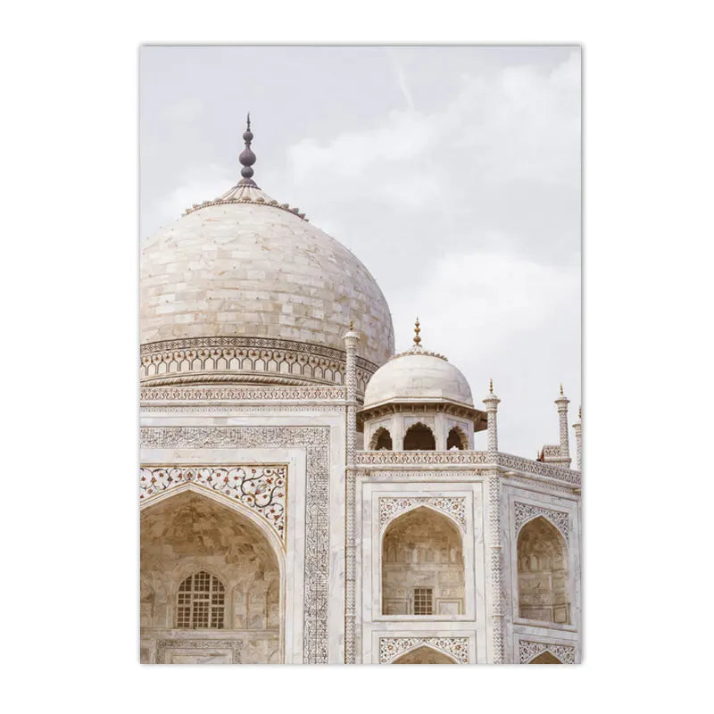 Morocco Architecture Islam Canvas Art Print Beige Flower Palm Tree Painting Ayatul Kursi Muslim Poster Wall Pictures Home Decor