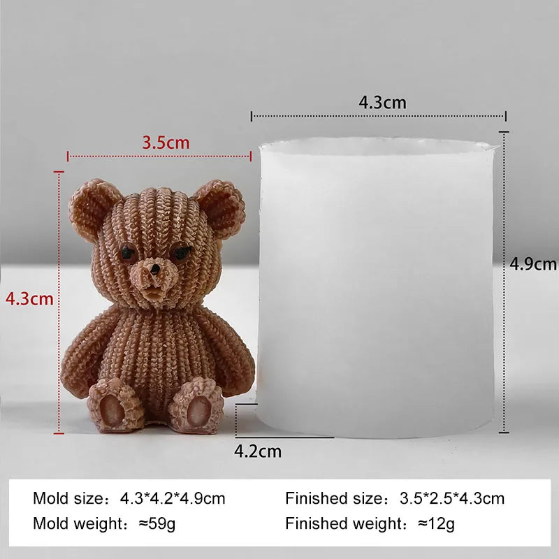 DIY Mini Bears Silicone Mold Aroma Candle Resin Ornament Mould Handmade Candy Chocolate Making Baking Molds