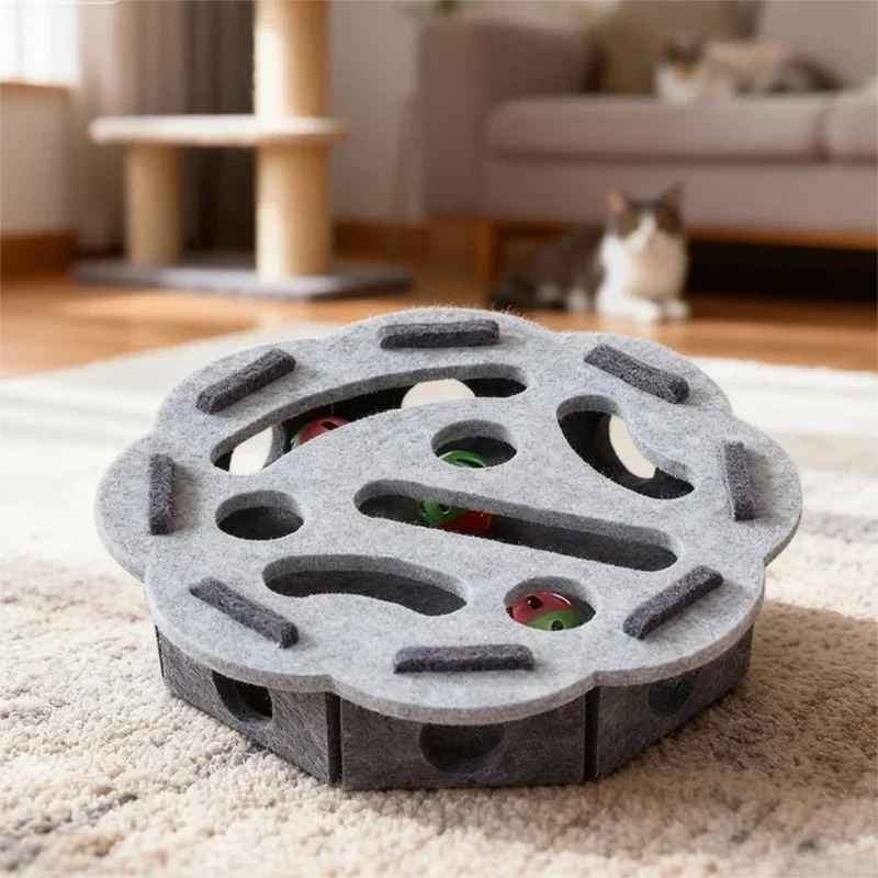 New Cat Puzzle Toy Felt Tunnel Box Cat Playing Toy With Ball Indoor Sports Entertainment Hunting Indoor Kitten Toys Cat Supplies
