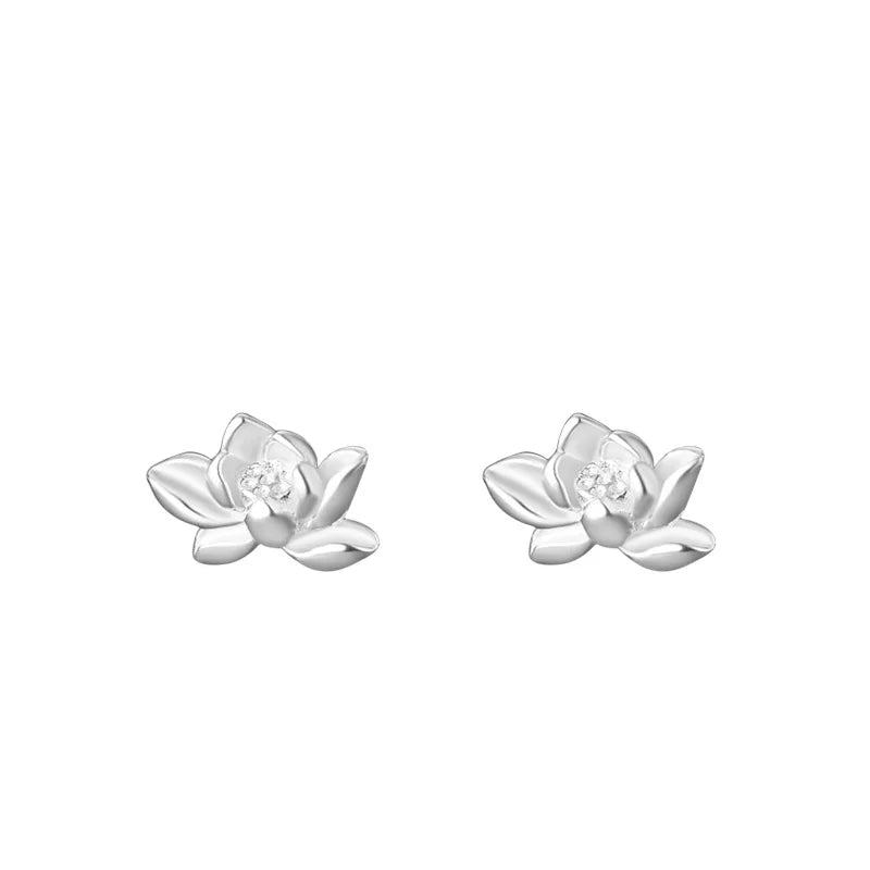 YILUOCD 925 Sterling Silver Lotu Flower Stud Earrings Vintage Tassel Flower Earrings for Women Cute Sweet Irregular Jewelry