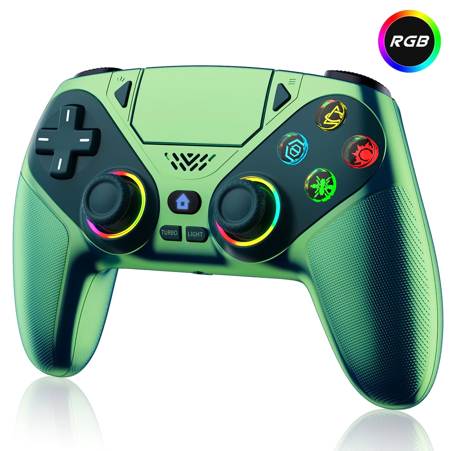 GAMROMBO Wireless Controller for PS5/Playstion 5 Pro/Slim/PC Console W/ RGB Dual Vibration Marco/Turbo Function 3.5mm Audio Jack