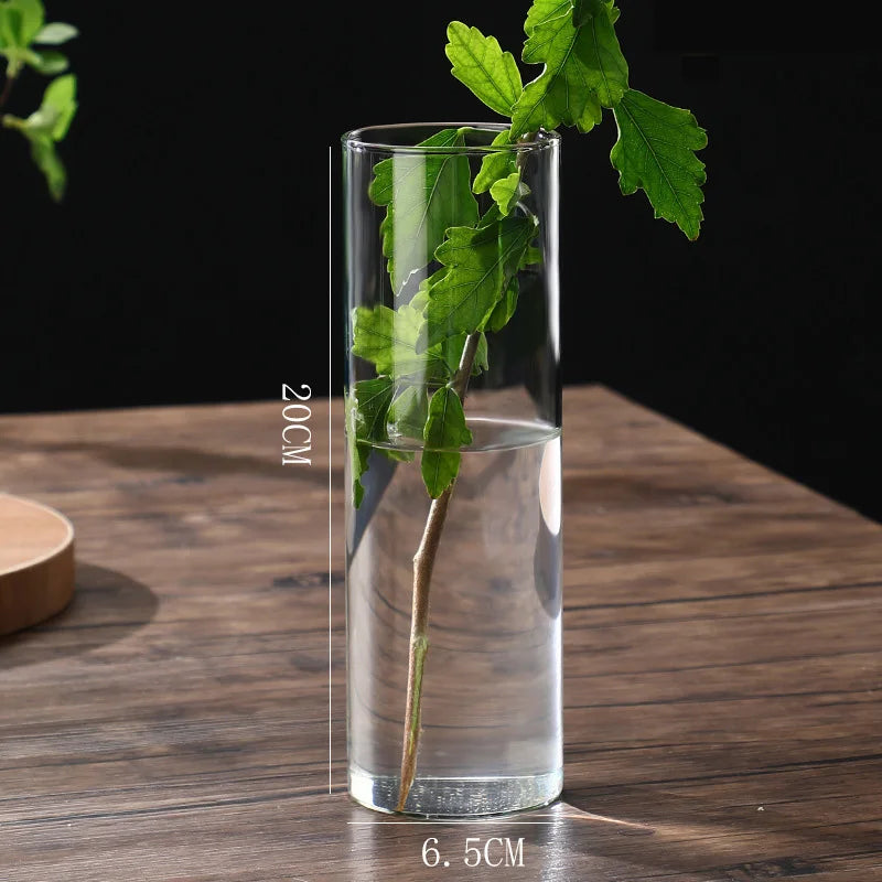 Glass Cylinder Vases Glass Hydroponic Vase Transparent Glass Vase Candle Holders Clear Flower Vase for Tables Wedding Decor