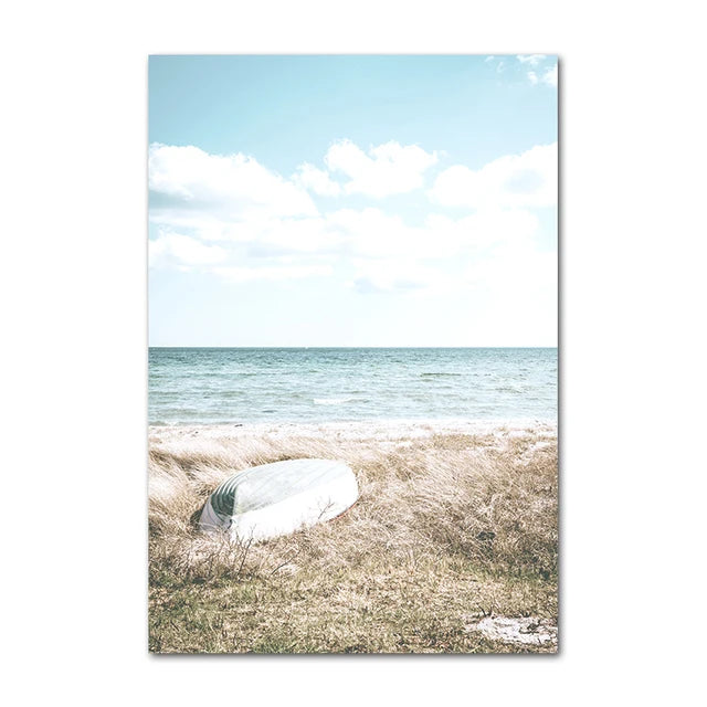 Beach Sea Ocean Canvas Wall Art Poster Bridge Leaves Turtle Seagull Print Painting Vibrant Summer Picture Nordic Home Decoration