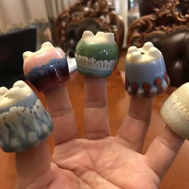 5/15pc Super Mini Succulent Flower Pot Coarse Ceramic Flow Glaze Ice Cracking Handmade Basin Breathable Minimalist Thumb Basin