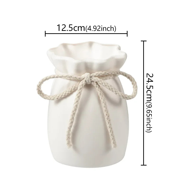 1Pc Bow Design Plastic Flower Vase Modern Art Nordic Decorative Vase Used for Wedding, Living Room, Office, Bedroom Decoration