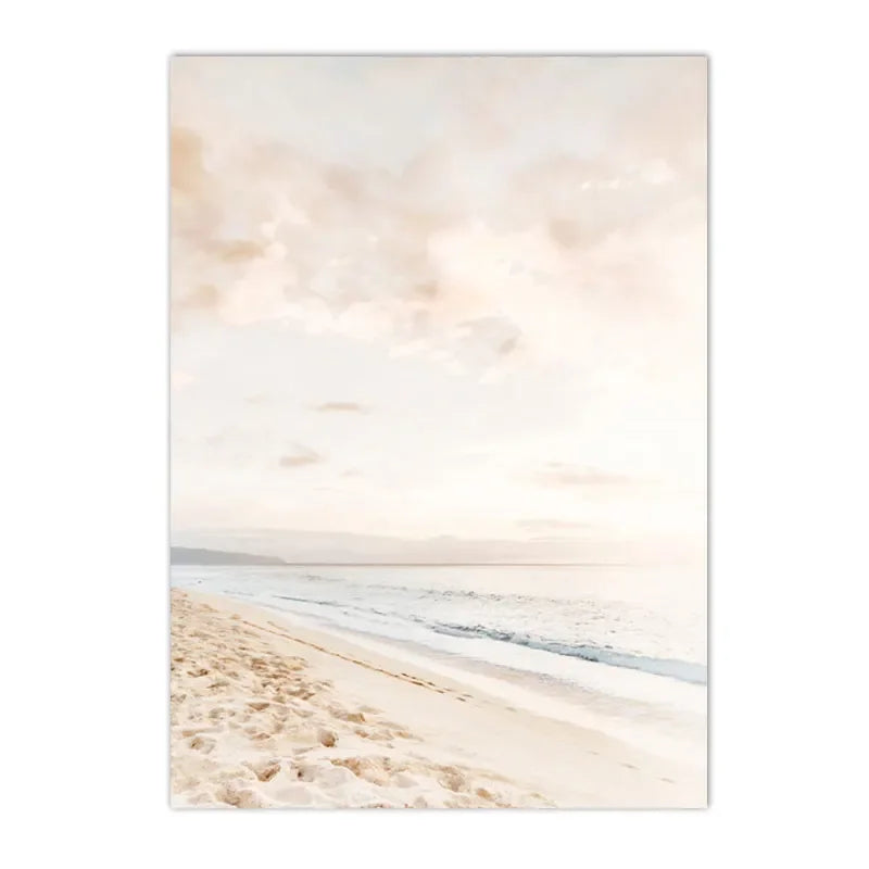 Boho Nordic Beige Beach Starfish Shells Reeds Bike Wall Art Canvas Painting Posters And Prints Pictures Living Room Home Decor