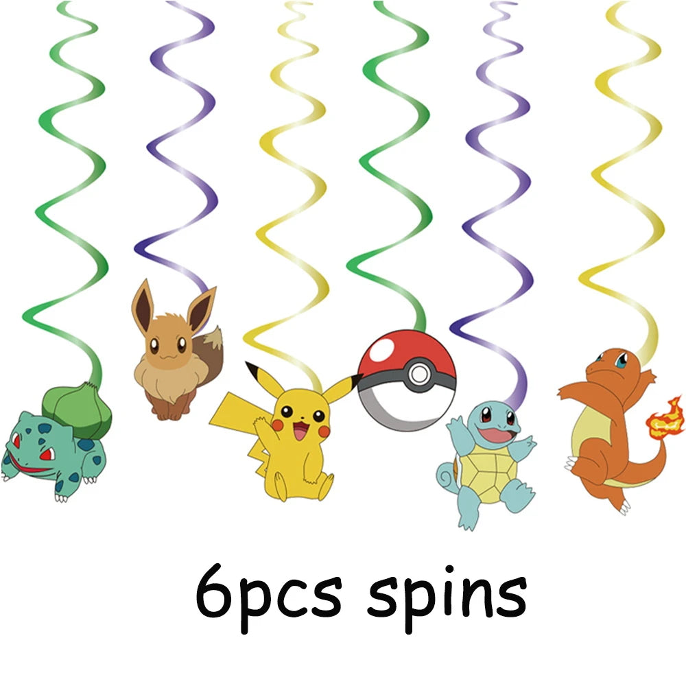 Pokemons Party Birthday Decoration Happy Pikachu Theme Tableware Cups Plates Balloons Banner Supplies Kids Favors Baby Shower