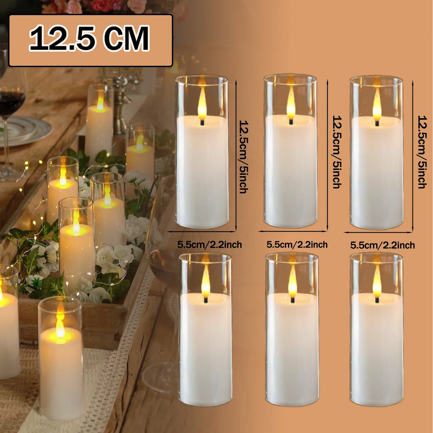 6-90PCS Acrylic Cup Led Candles Wedding Flickering Flameless Candles Battery Operated Artificial Candle Concert Activities Decor