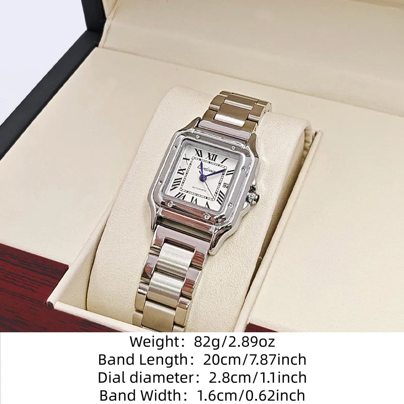 Light Luxury Small Square Elegant Women's Watch, High-End Women's Watch, Luxurious, Fashionable, Casual, Simple, Compact, Trendy Watch for Female Students, European and American Style Quartz Watch, Suitable for Daily and Busi