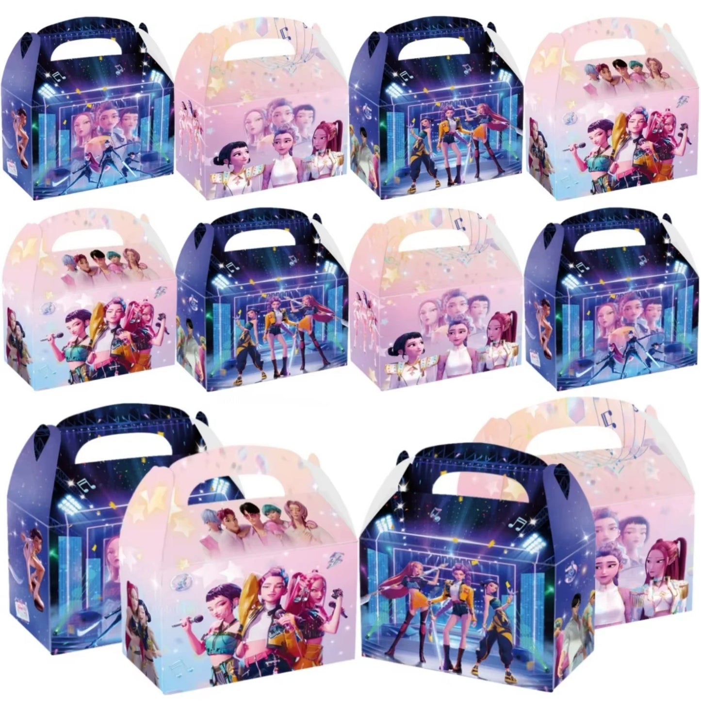 Kpop Demon Hunters Party Favor Treat Boxes Paper Gift Big for Snacks Cookie Candy Pinata Fillers Toys Birthday Party Babyshower