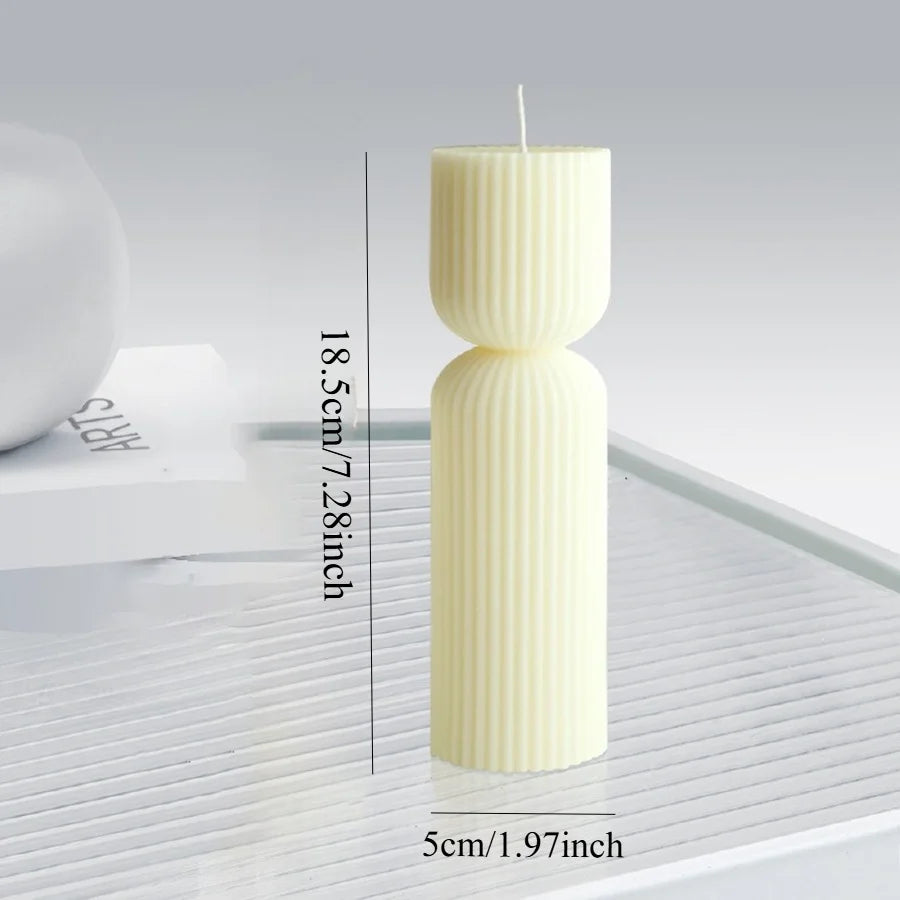 Nordic Minimalist Ribbed Cylinder Pillar Scented Candle Soy Wax Aromatherapy Candle Home Decor