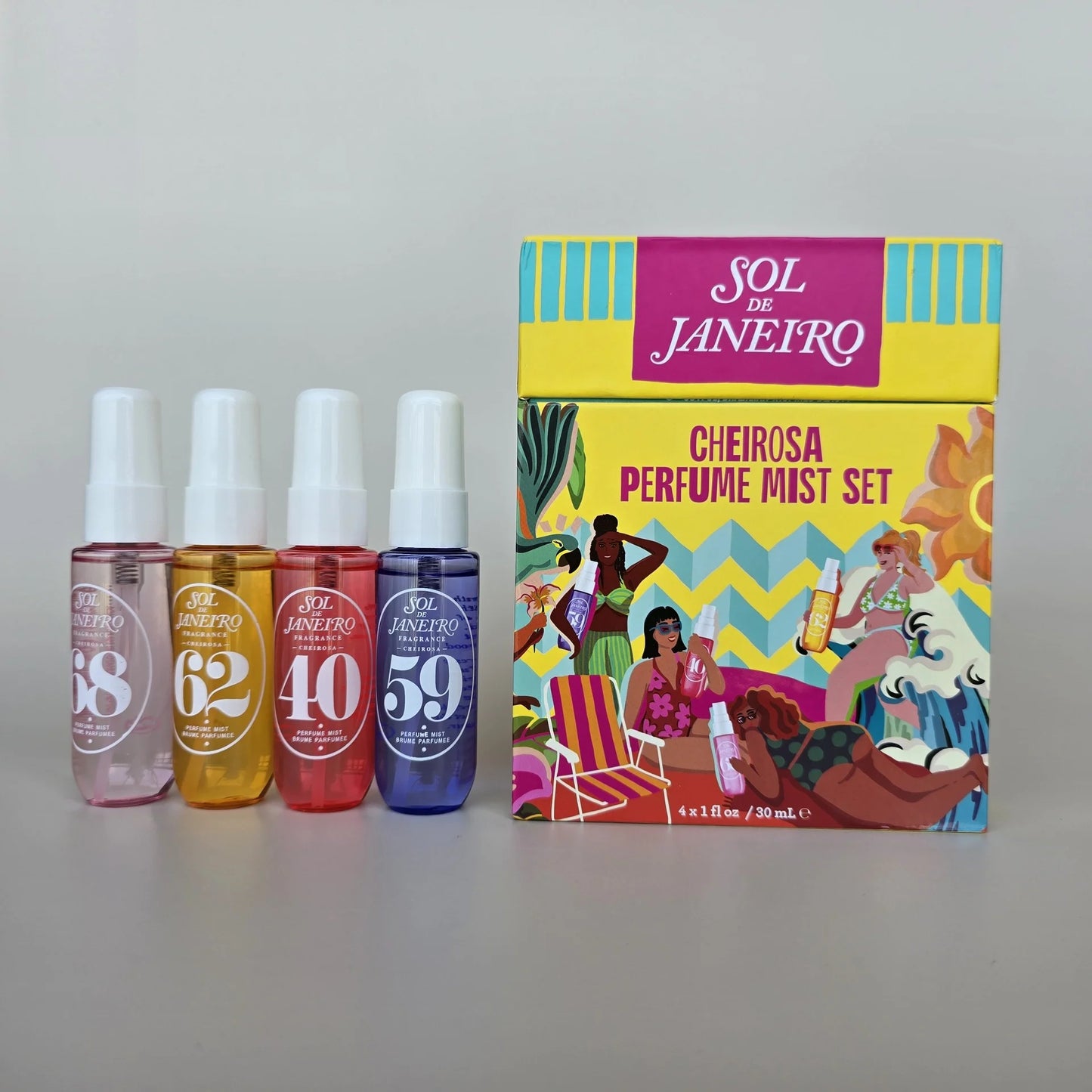 Brazilian Inspired Summer Scent Perfume Set 5 Piece Gift Set Tropical Beach Vacation Long Lasting Body Mist & Oil Mist