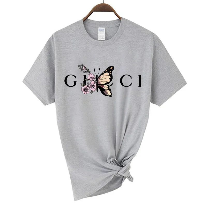 High Quality Women's T Shirt Letter Printed Daily Blouse Tops Summer Classic Style Short Sleeve Female Harajuku Y2K Tee