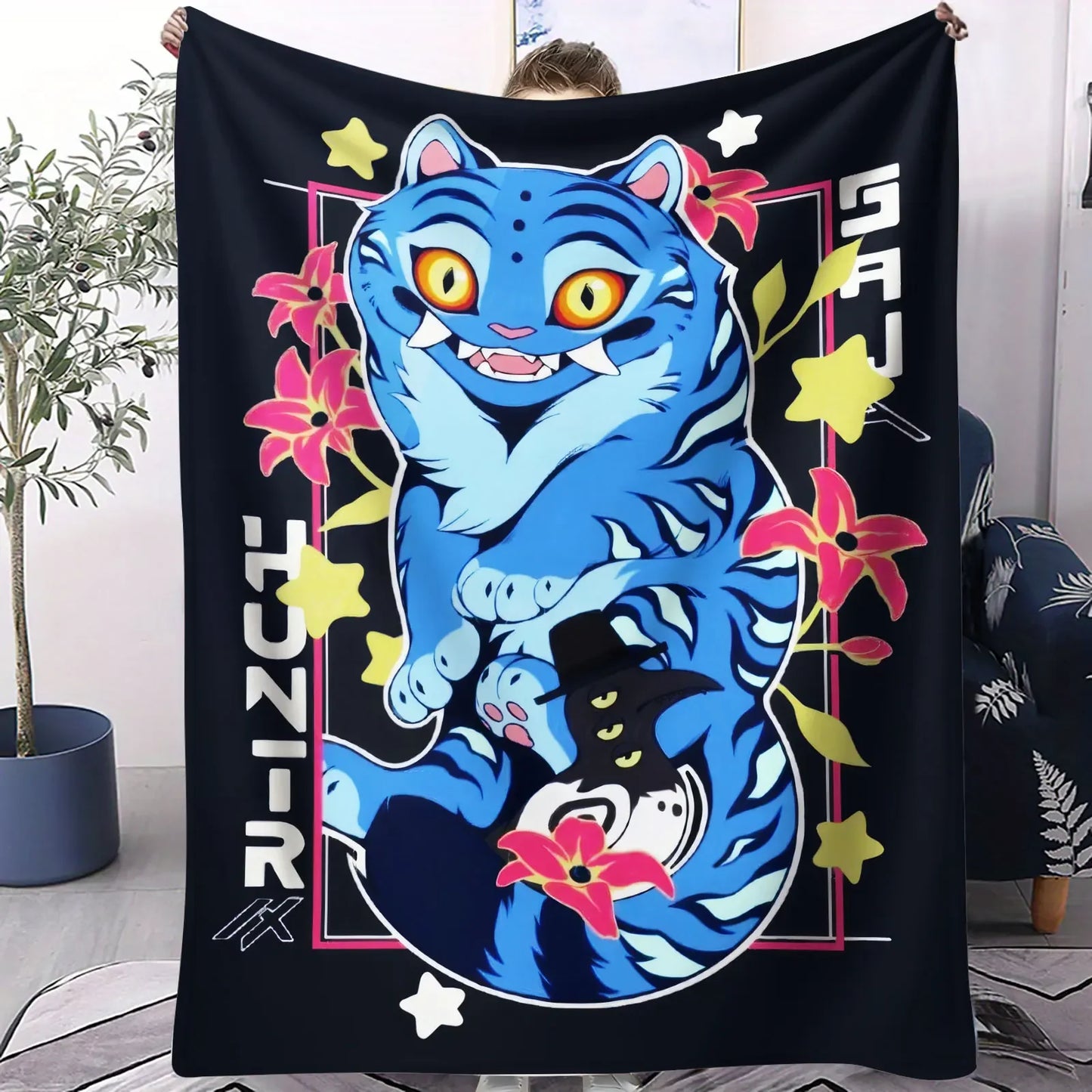 K Pop Demon Hunters Huntrix Blanket Hot Anime Flannel Throw Anime Fan Gift for Travel Camping Sofa Bed Cover Living Room Decor
