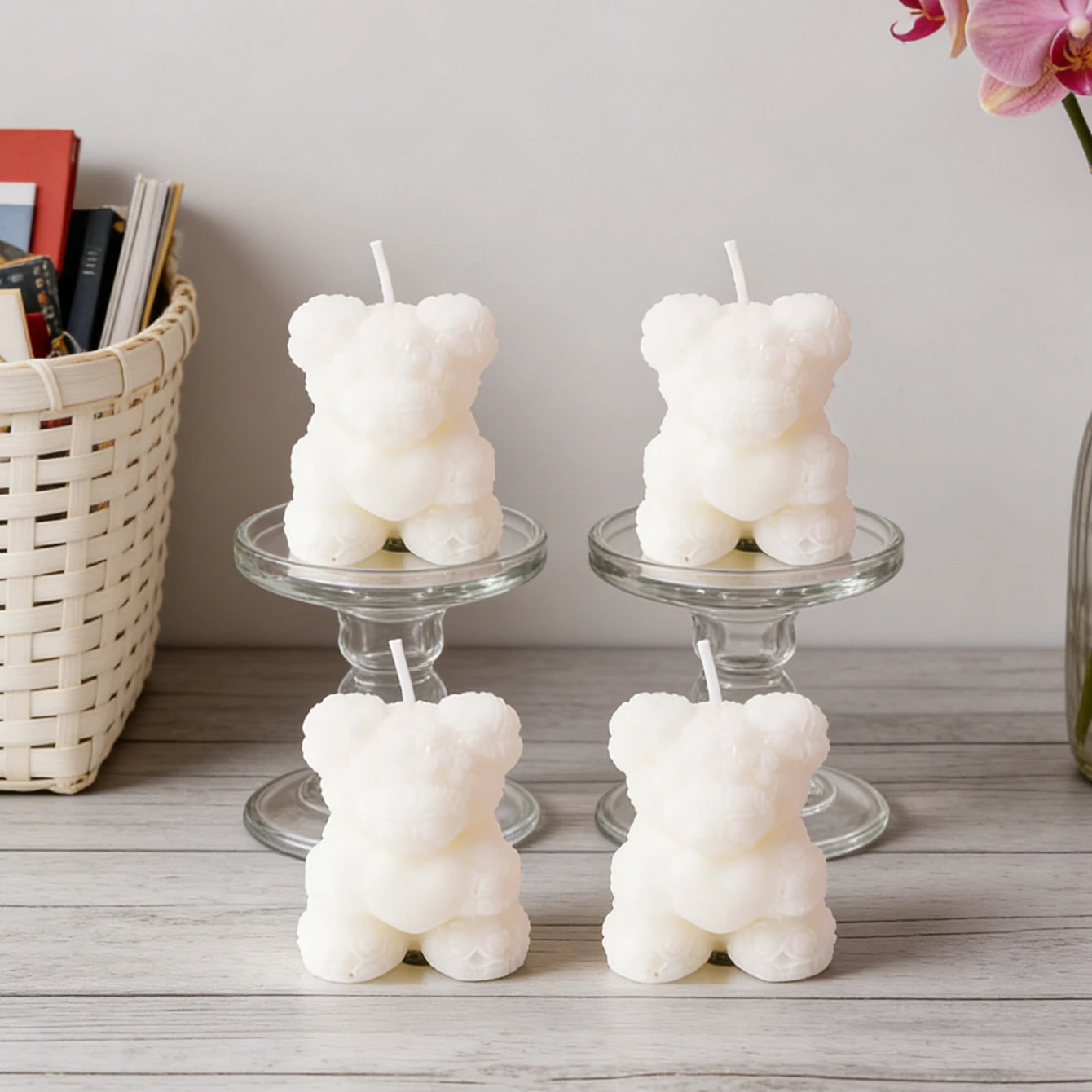 Rose Bear Scented Candles - Cute Decorations & Handmade Gifts for Women / Friends, Ideal for Wedding Souvenirs, Valentine's Day