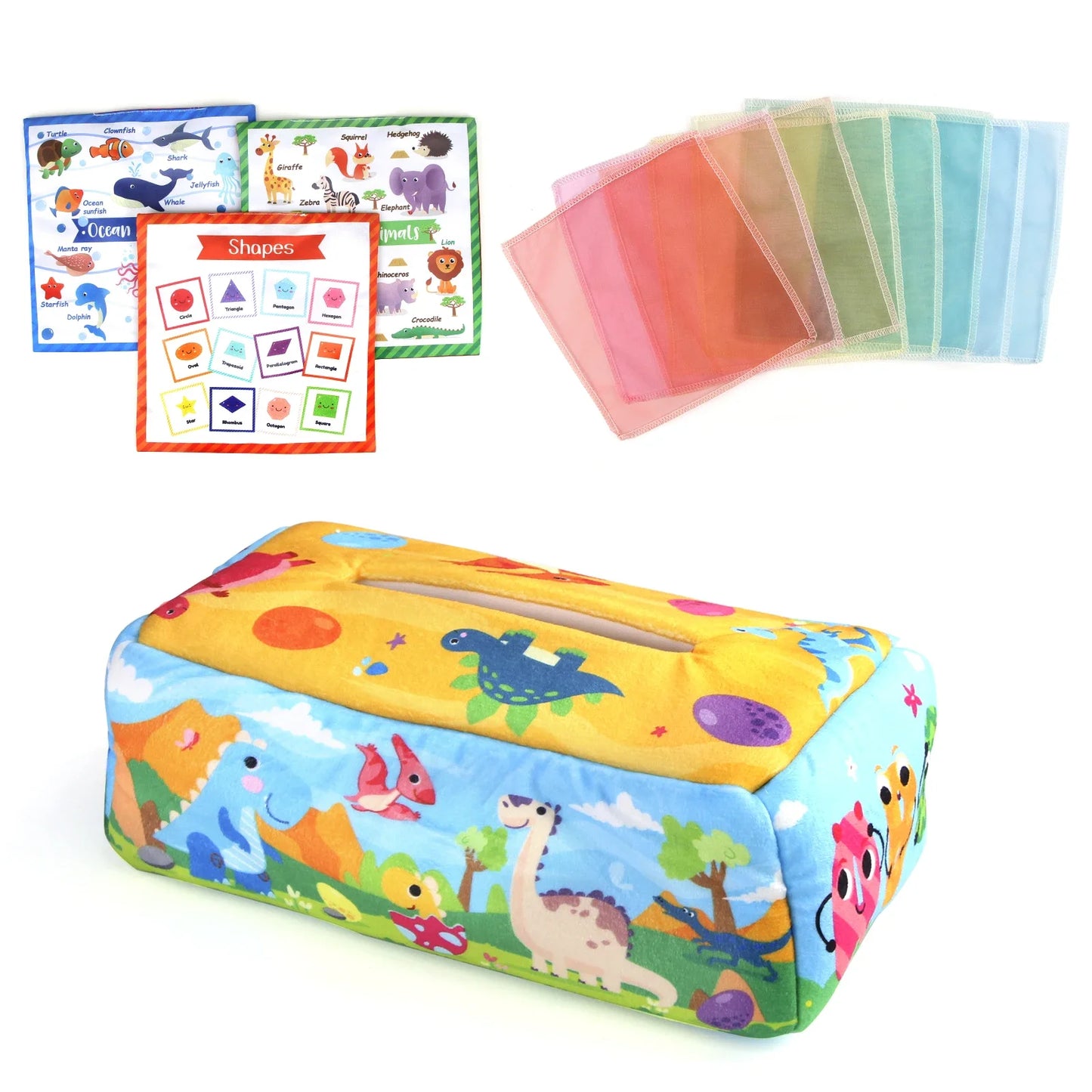 Baby Tissue Box Colorful Soft Sensory Toy For 0-18M Toddler Finger Exercise Pumping Silk Scarf Gifts Educational Montessori Toys