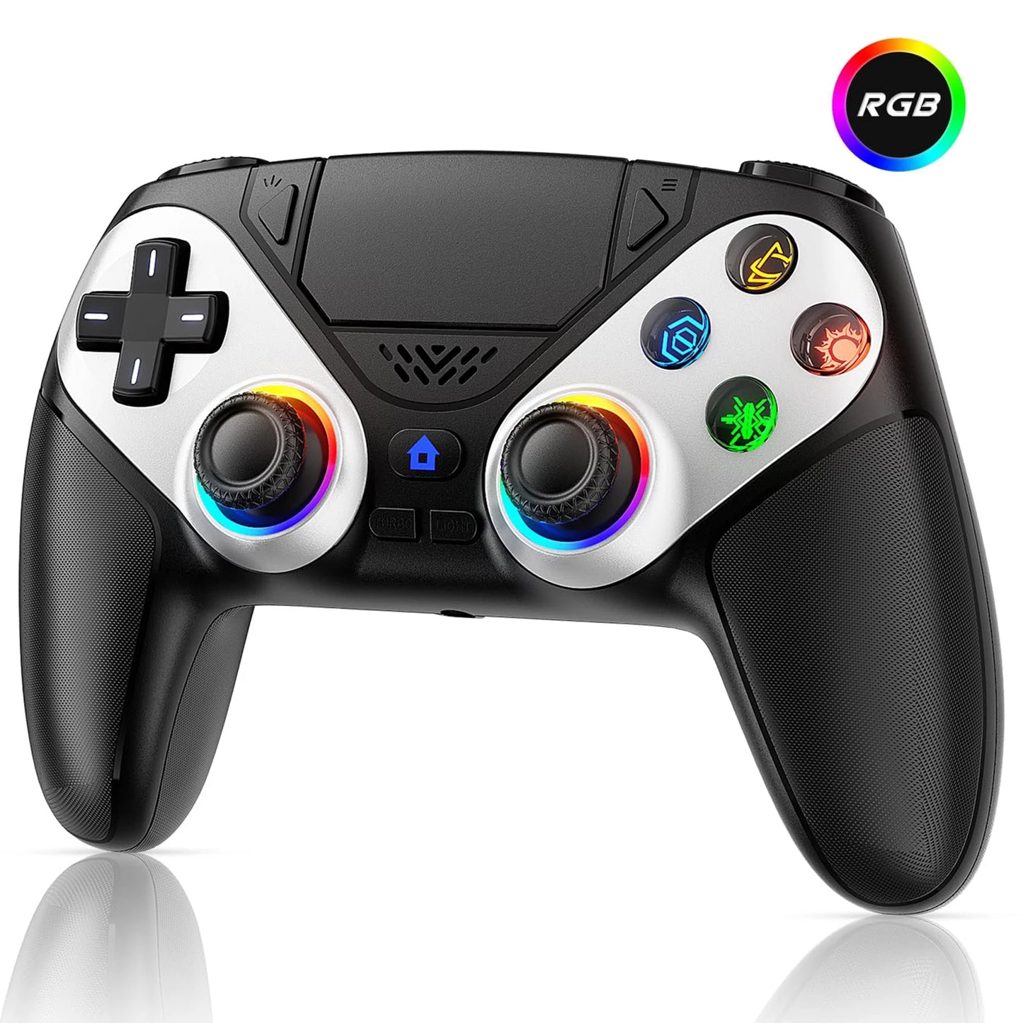 GAMROMBO Wireless Controller for PS5/Playstion 5 Pro/Slim/PC Console W/ RGB Dual Vibration Marco/Turbo Function 3.5mm Audio Jack