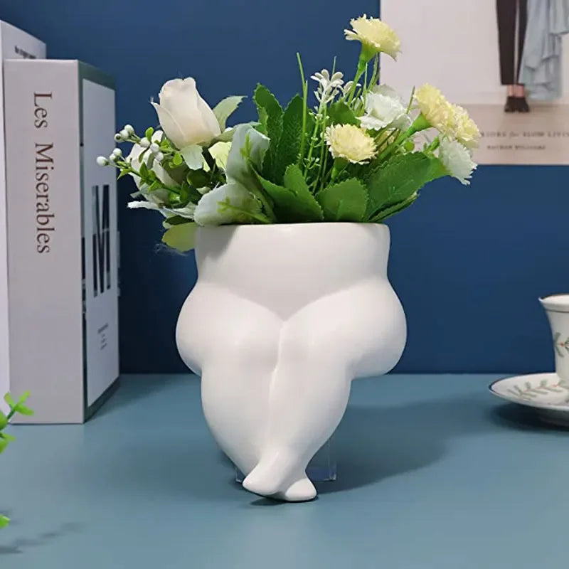 Ceramic Leg Vase Decorative Body Art Flower Pots Hydroponic Vase Flower Planting Succulent Plants Vase Living Room Decoratio