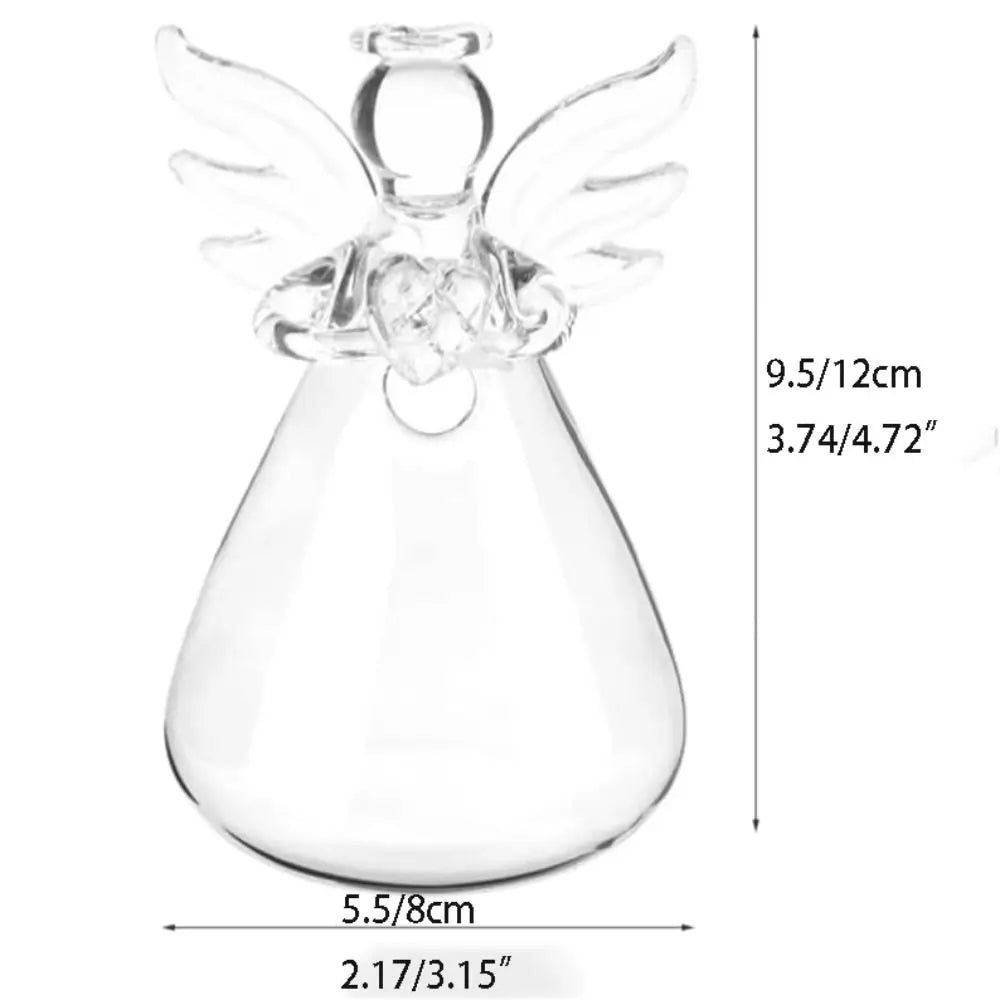 Cute Angel Glass Vases Creative Clear Glass Hanging Vase Flower Plant Stand Hanging Hydroponic Vase Home Office Wedding Decor