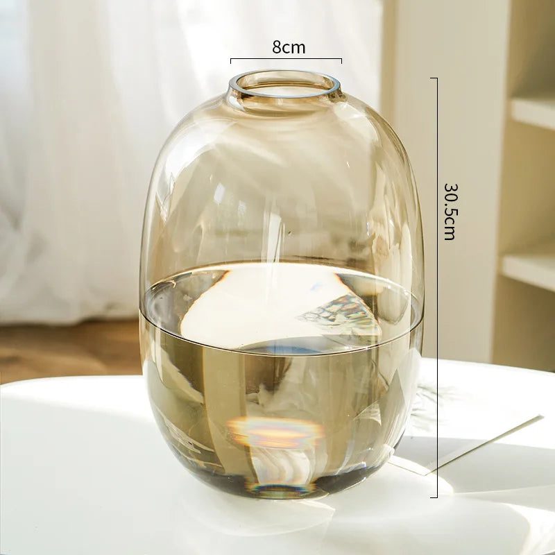Transparent Glass Vase, Office Decor, Large Capacity Hydroponic Flower Pot, Vase, Bedroom Aesthetic Decor, Home Decor