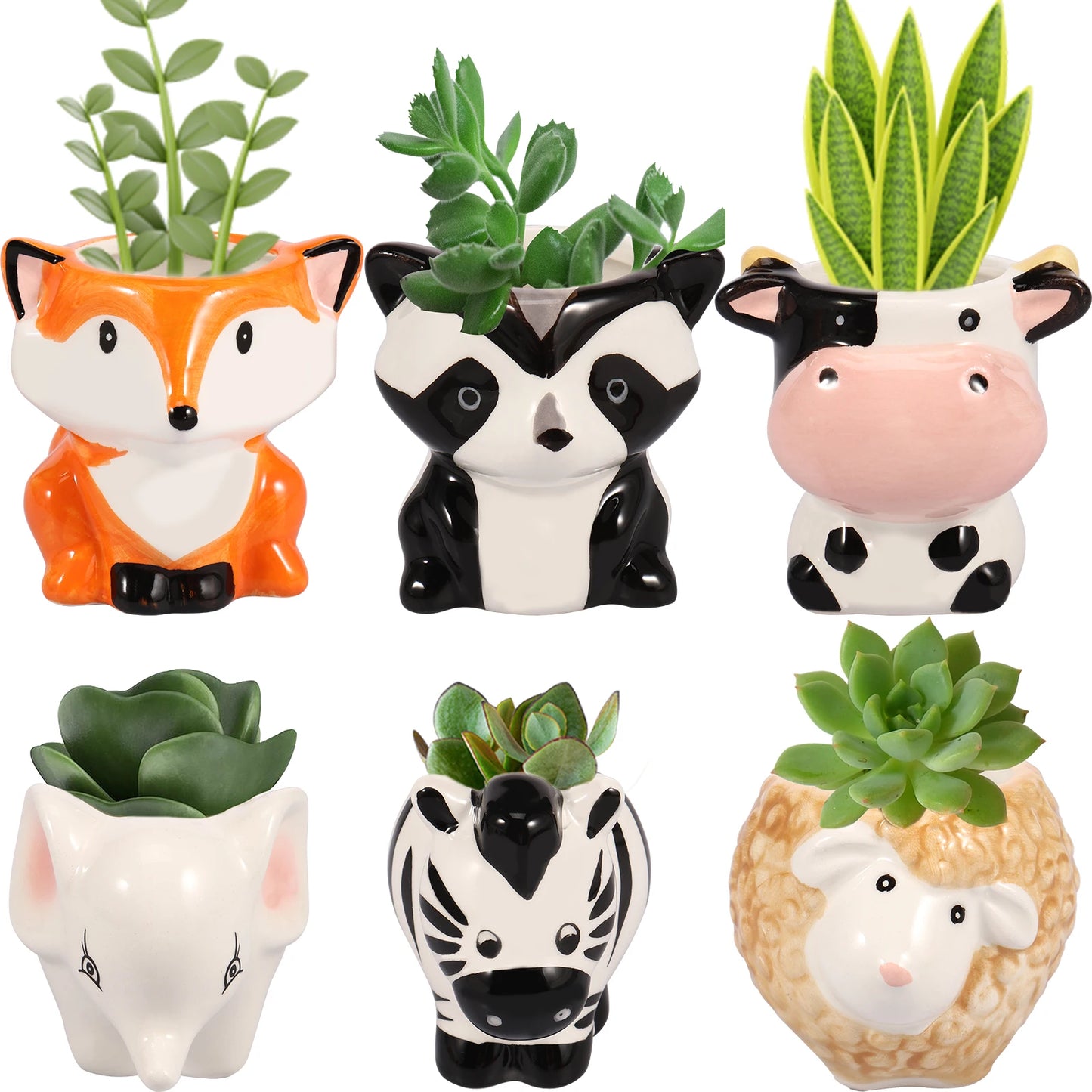 Succulent Flower Pots Creative Animal Ceramics Planter Garden Office Balcony Decoration for Small Plant Flower Cactus with Hole