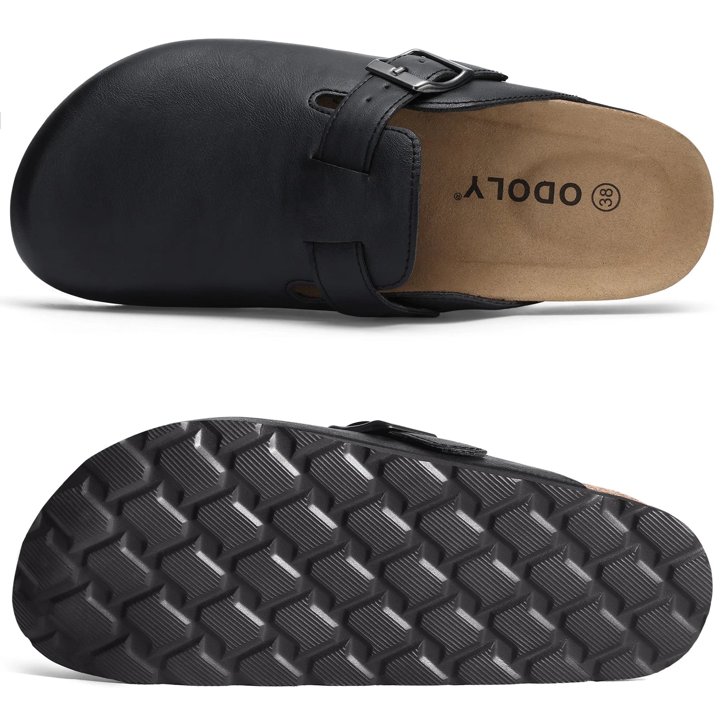 Kidmi Unisex Adjustable Buckle Slip-On Clogs with Arch Support Vegan Leather Cork Insole Potato Shoe for Women And Men