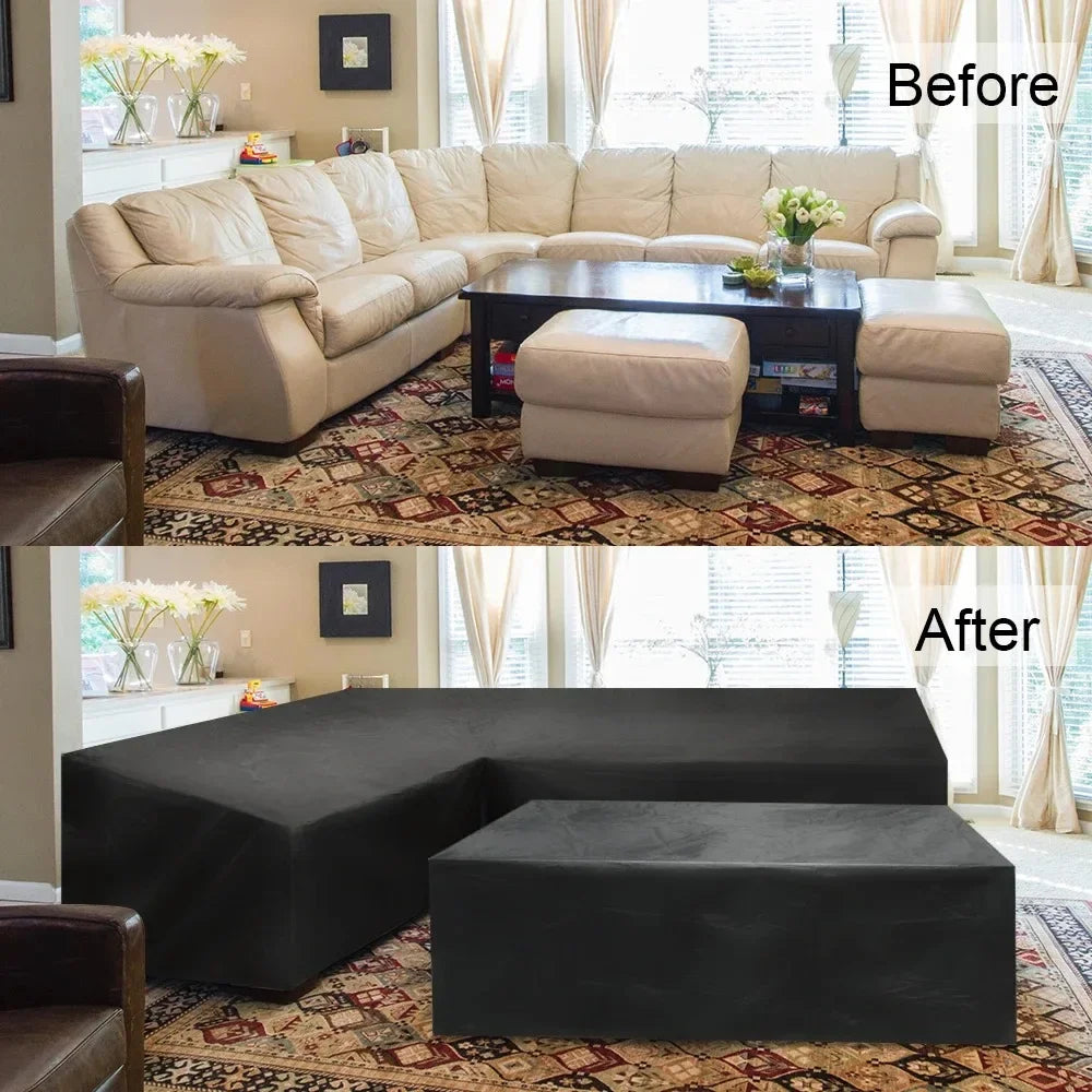 V-shaped Outdoor Furniture Cover Anti-UV Windproof Sofa Protective Cover Polyester Waterproof Outdoor Sofa Cover