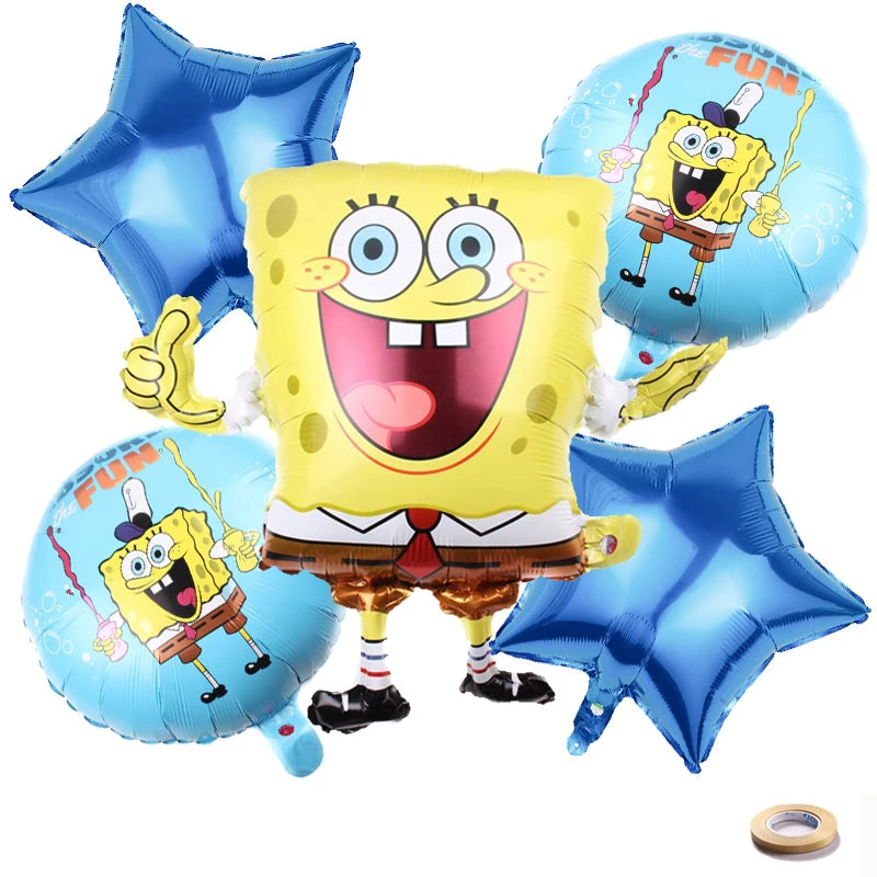 1set Cartoon SpongeBob Party Balloon Garland Arch Kit Kids Cartoon Birthday Party Decor Supplies 3D SpongeBob Ball Foil Balloons