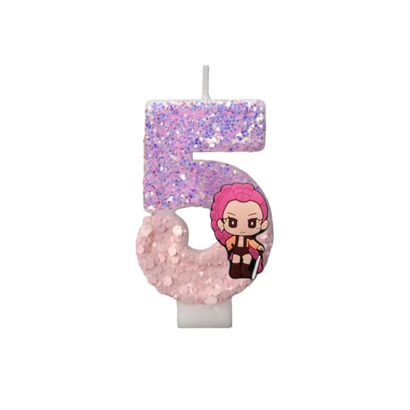 Cartoon Cute Girl Group Hunters Digital Candle Number 0-9 Kids Birthday Cake Decoration Supplies Party Accessories Supplies