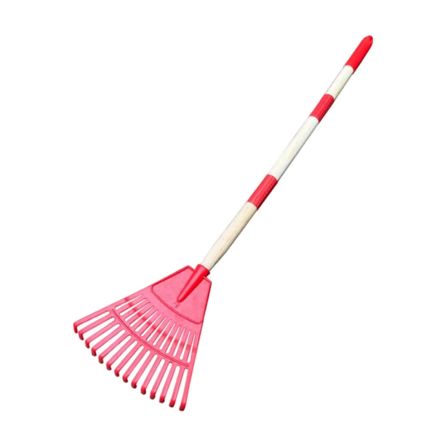 Small Leaf Rake with Long Handle 14 Spikes 3 Sections Quick Clean up Steel Farming Home Gardening Tool for Flower Beds Shrub