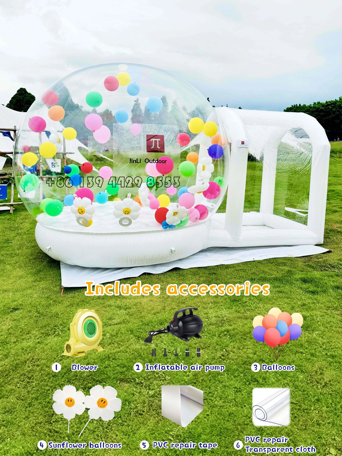 Inflatable Bouncy Bubble House Kids Play with Blower Balloon Transparent PVC Outdoor Dome Tent Bouncer for Chlidren Toys