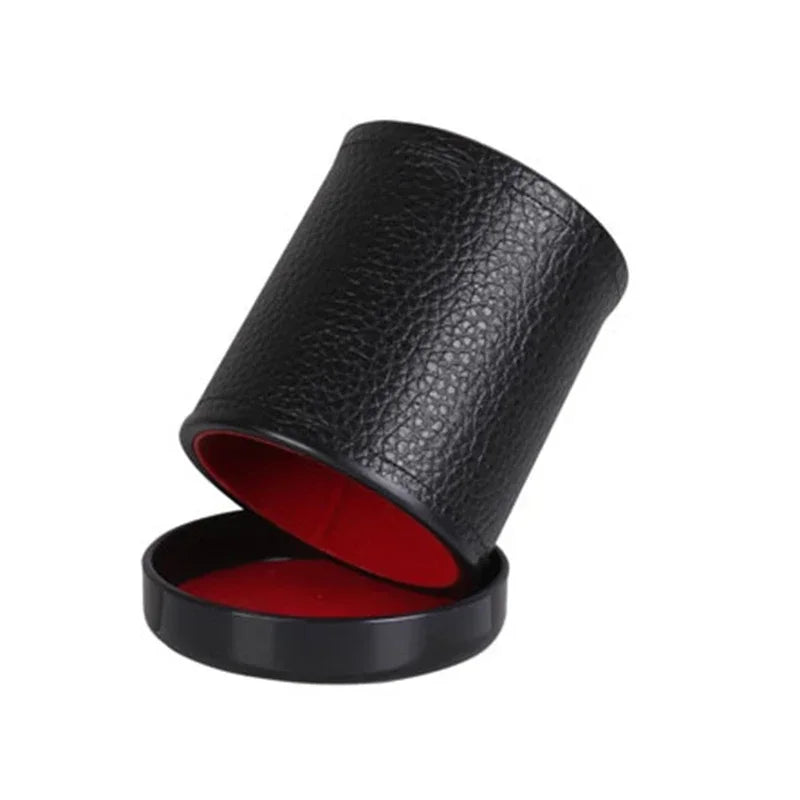 Dice Cup Set with Lid - Green/Red Felt Lined Quiet Rolling for Liars Dice/Farkle/Yahtzee, PU Leather Board Game Shaker