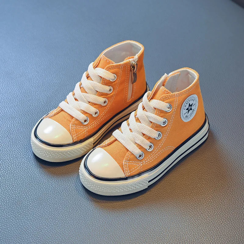 Children's Mid-Top Canvas Shoes Soft Bottom Comfortable Casual Children's Shoes Boys and Girls Non-slip Breathable Board Shoes