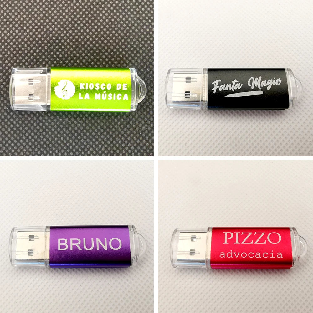 100 Pack USB Flash Drive Free Logo 128GB 64GB 32GB 16GB 8GB 4GB Waterproof Pen Drive Memory Stick 2.0 Disk Colorful Pendrive