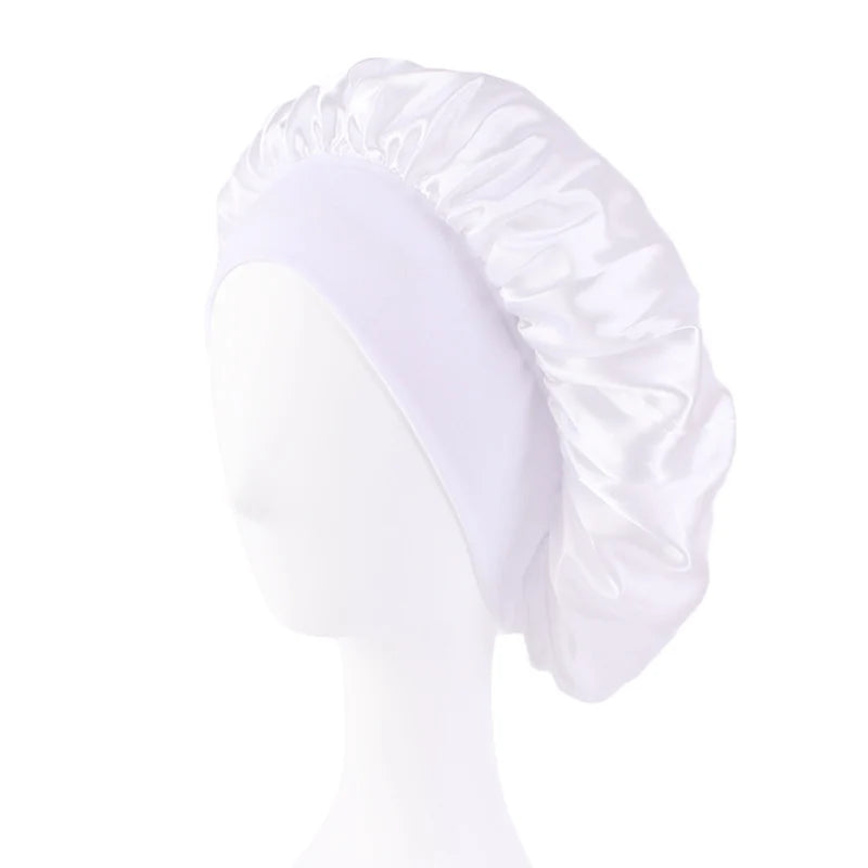 New Women's Satin Solid Wide-brimmed Sleeping Hat