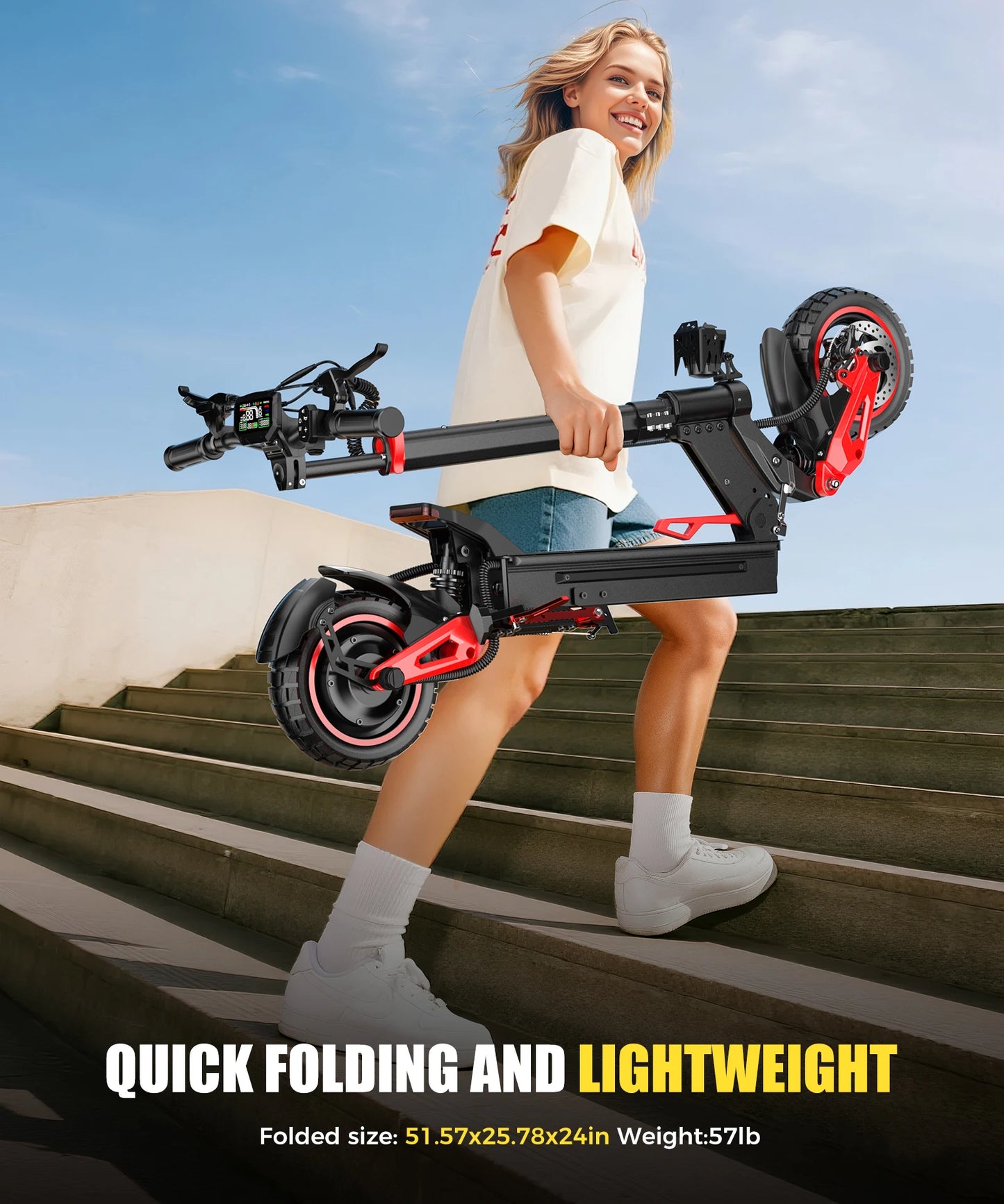 1600W foldable off-road remote 50-kilometer IPX5 waterproof electric scooter with battery disc brake and two-wheel pedals, each