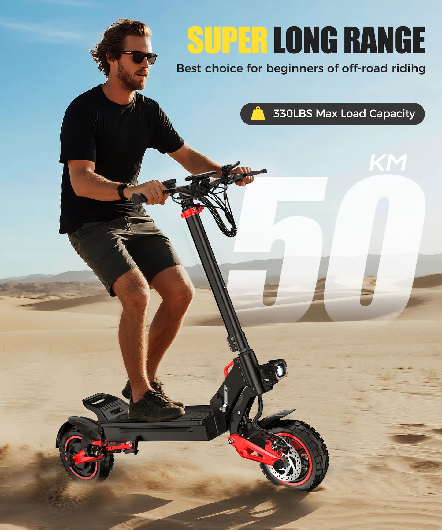 1600W foldable off-road remote 50-kilometer IPX5 waterproof electric scooter with battery disc brake and two-wheel pedals, each