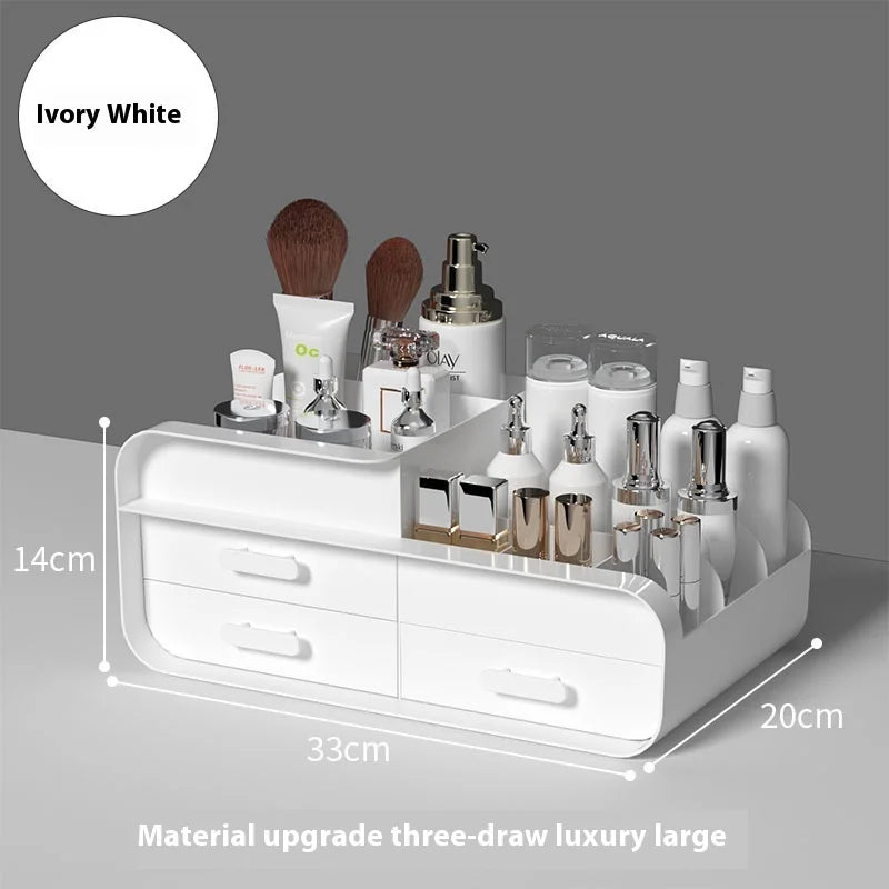 European New Drawer Cosmetic Case Dorm Organization Plastic Storage Rack Cosmetics Skin Care Dresser Table Storage Box