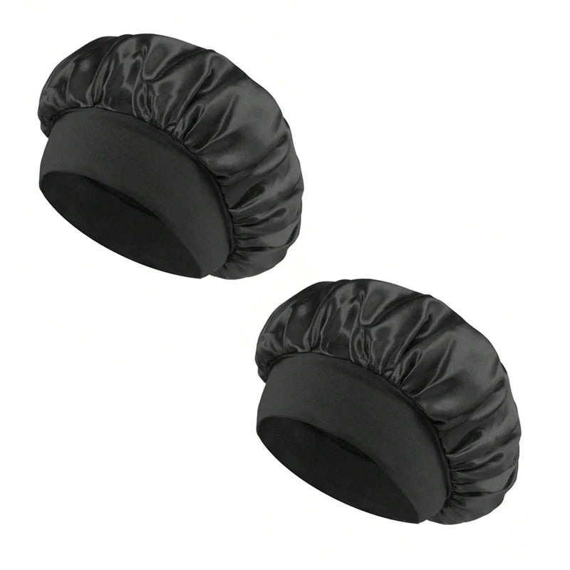 New Women's Satin Solid Wide-brimmed Sleeping Hat