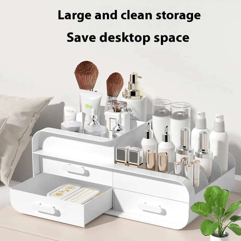 European New Drawer Cosmetic Case Dorm Organization Plastic Storage Rack Cosmetics Skin Care Dresser Table Storage Box
