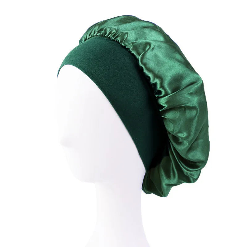 New Women's Satin Solid Wide-brimmed Sleeping Hat