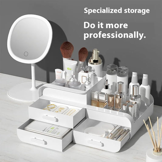 European New Drawer Cosmetic Case Dorm Organization Plastic Storage Rack Cosmetics Skin Care Dresser Table Storage Box