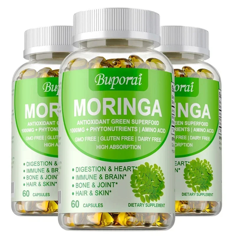 Moringa Capsules 1000mg - Boosts Energy Levels, Promotes Metabolism, Digestive Health,Promote Bone, Joint, Immune Health